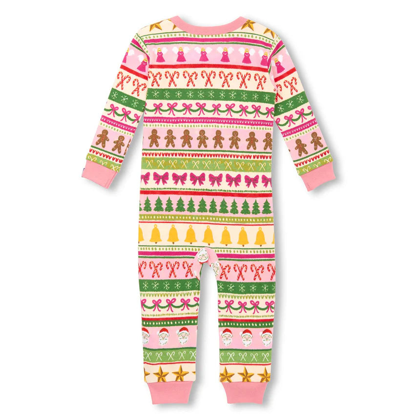 Hatley Fun Fair Isle Cotton Coverall - Pink