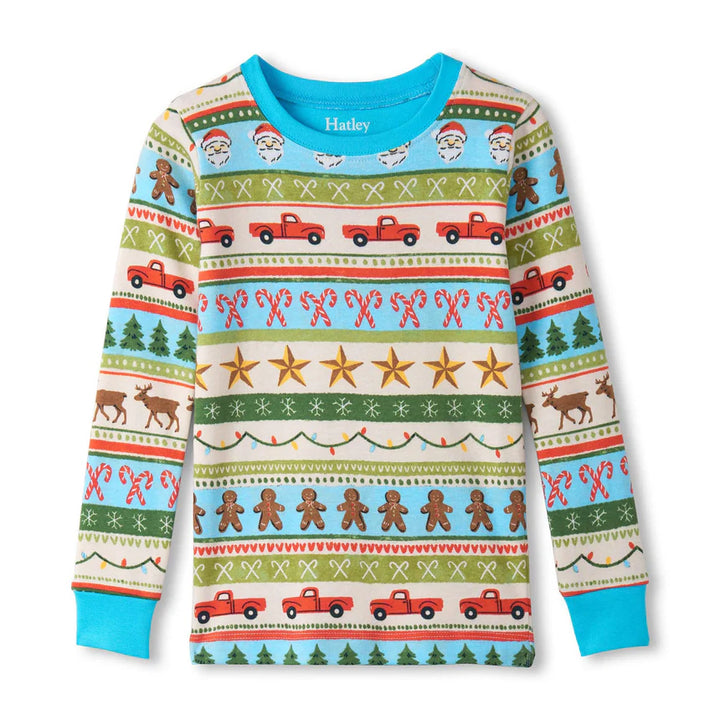 Hatley Fun Fair Isle Cotton Pajama Set - Blue
