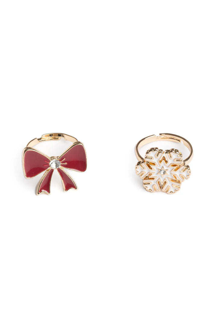 Great Pretenders Holiday Bow &amp; Snowflake Rings 2pc set