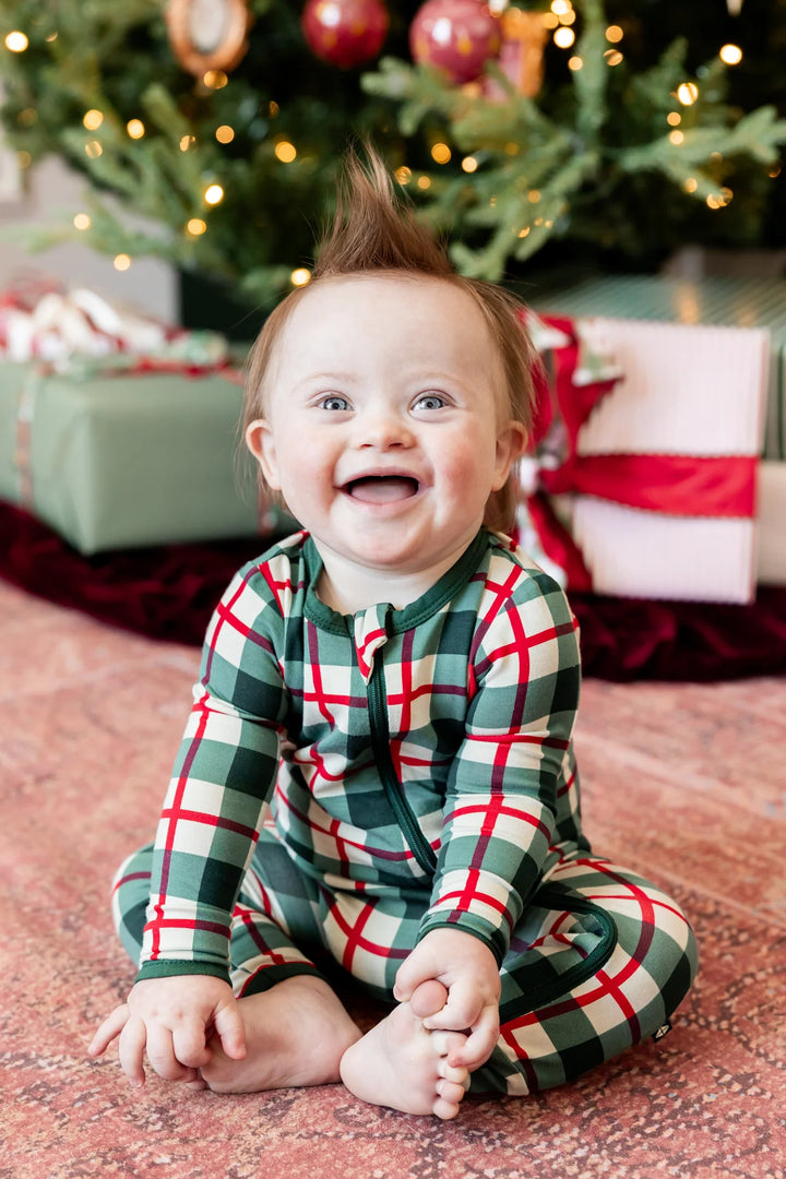 Kyte Baby Zippered Romper - Holiday Plaid