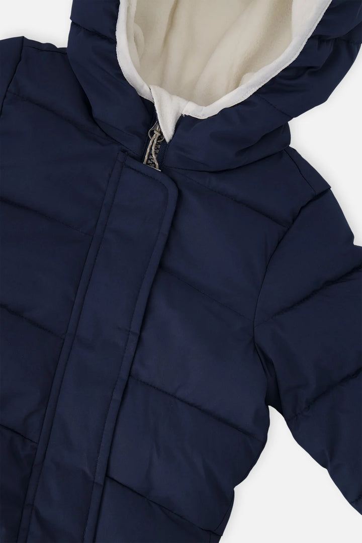 Deux Par Deux Baby Cloud One Piece Snowsuit Adapted For Car Seats - Dark Blue