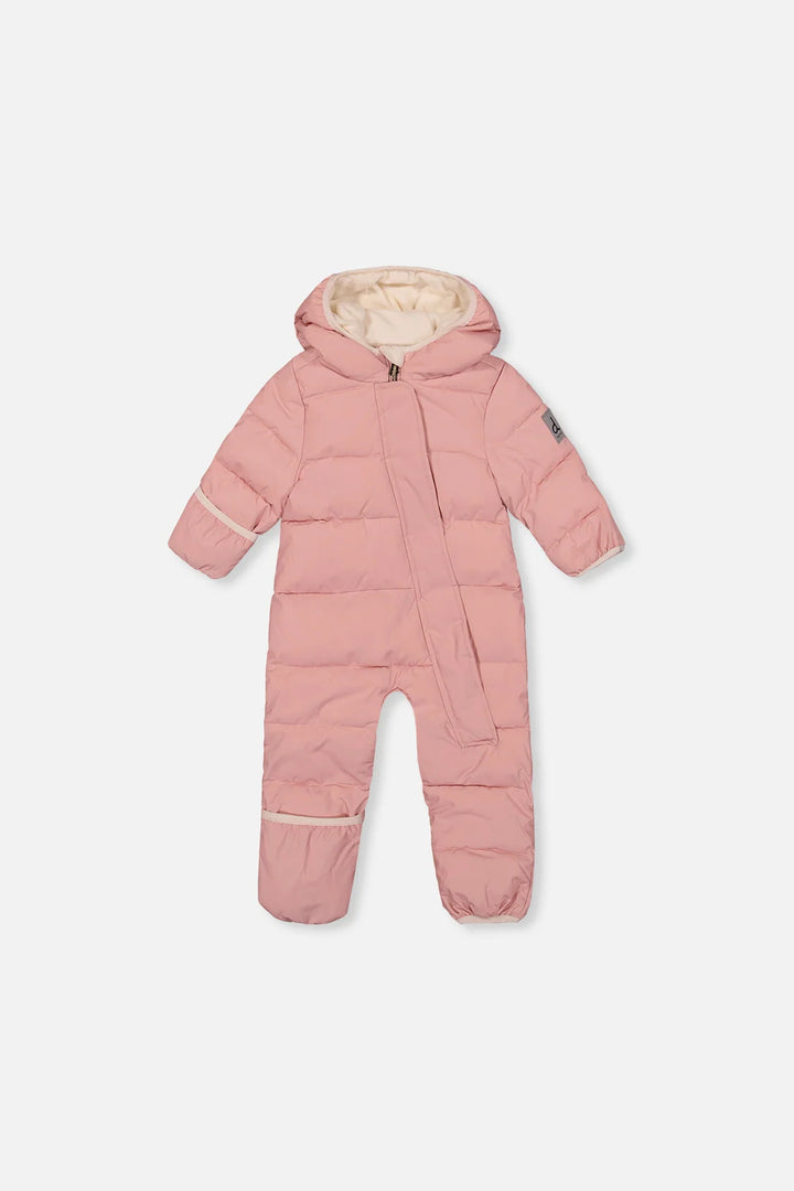 Deux Par Deux Baby Cloud One Piece Snowsuit Adapted For Car Seats - Dusty Pink