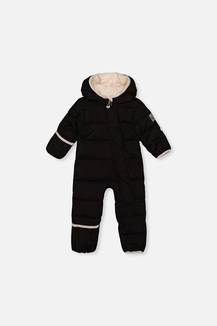 Deux Par Deux Baby Cloud One Piece Snowsuit Adapted For Car Seats - Black