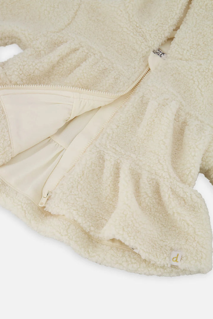 Deux Par Deux Hooded Zip Sherpa Jackete - Off White