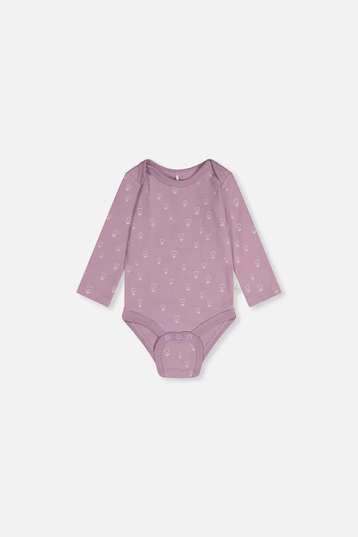 Deux Par Deux Organic Cotton Onsie - Printed Heart Flowers