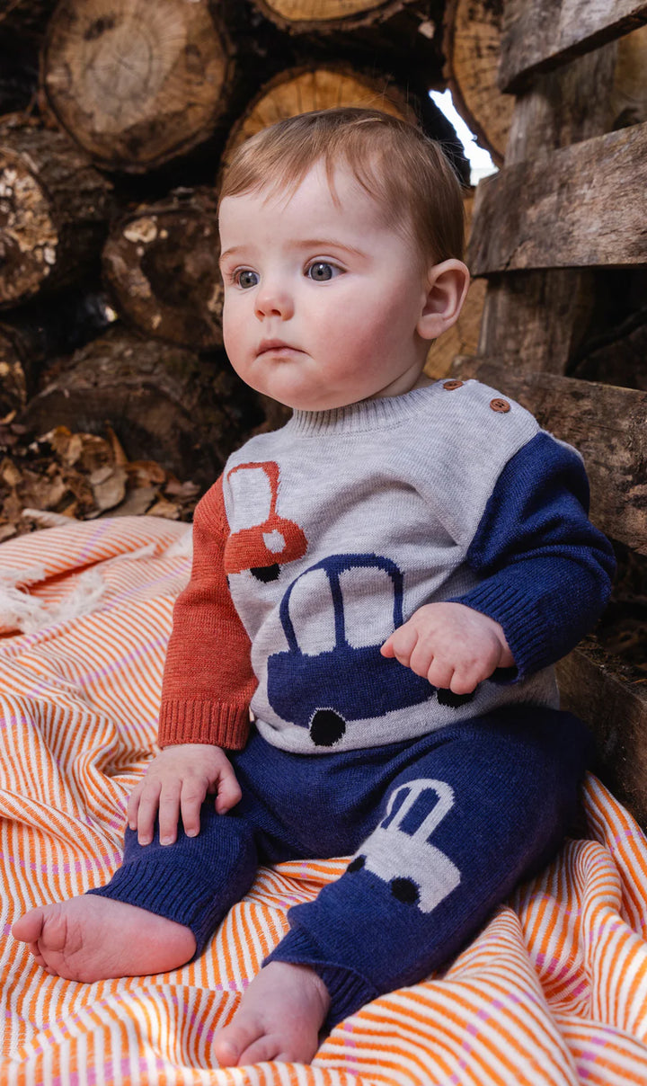 Deux Par Deux Knitted Top and Pant Set - Bijou Blue