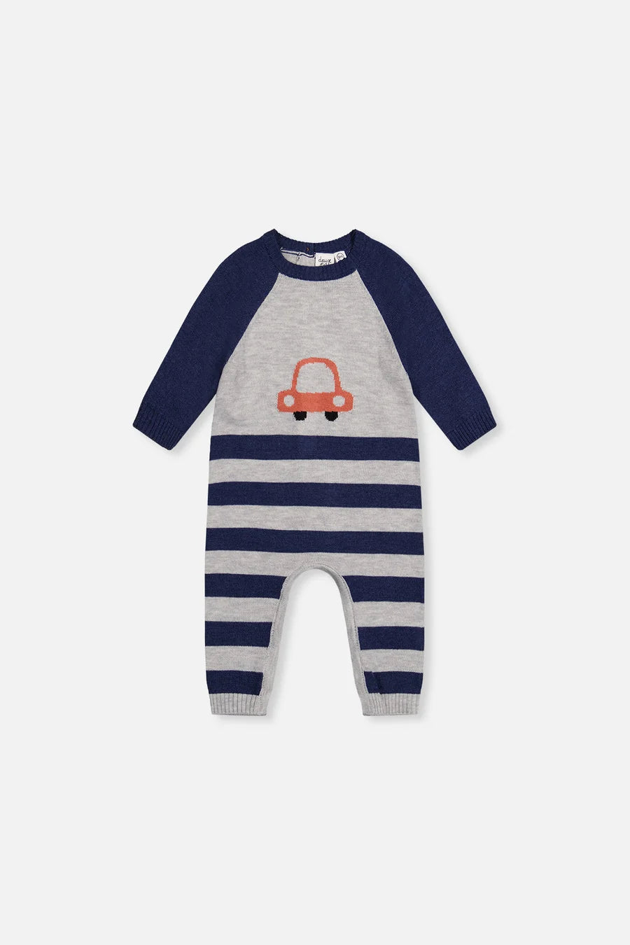 Deux Par Deux Knitted Intarsia Romper - Bijou Blue