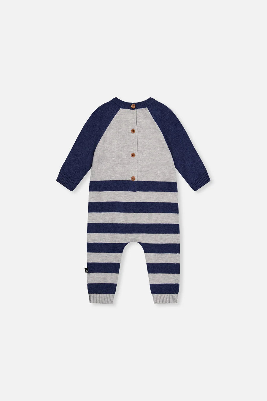 Deux Par Deux Knitted Intarsia Romper - Bijou Blue
