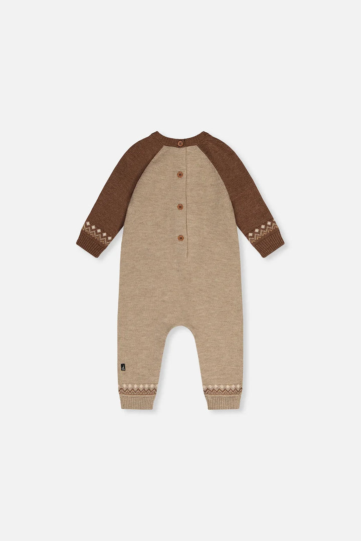 Deux Par Deux Knitted Intarsia Romper - Apple Cinnamon Fox