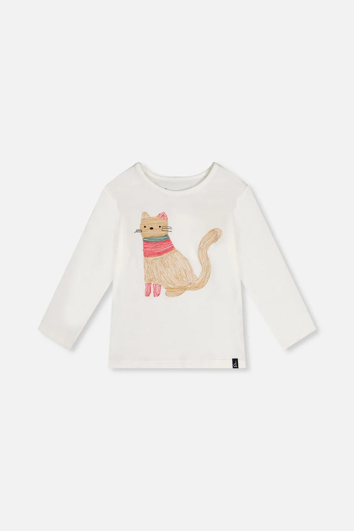 Deux Par Deux Organic Cotton Long Sleeve Printed Shirt - Off White