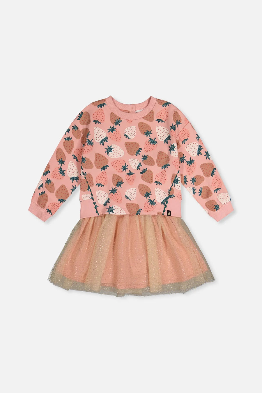 Deux Par Deux Bi-Material Dress - Big Strawberry