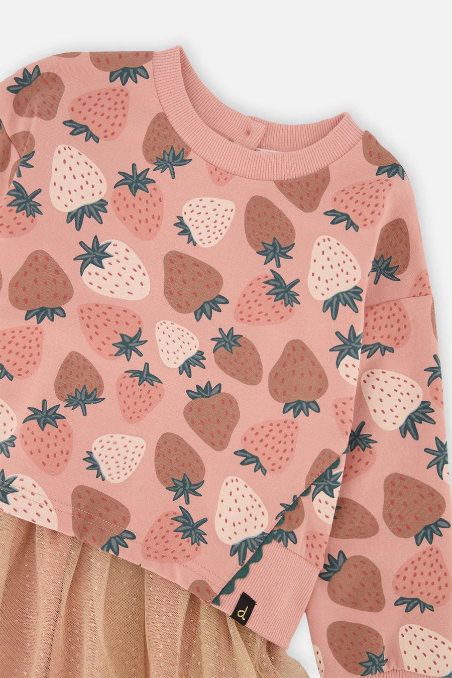 Deux Par Deux Bi-Material Dress - Big Strawberry