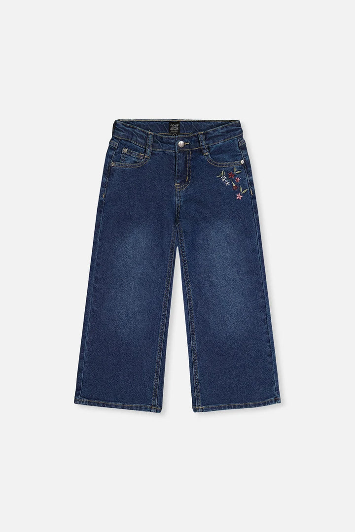 Deux Par Deux Jeans with Flower Embroidery - Light Blue