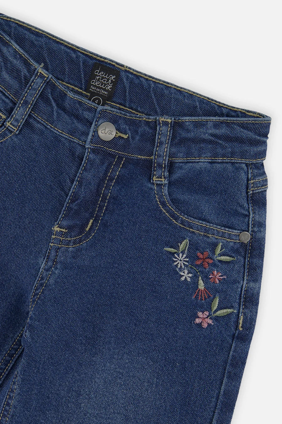 Deux Par Deux Jeans with Flower Embroidery - Light Blue