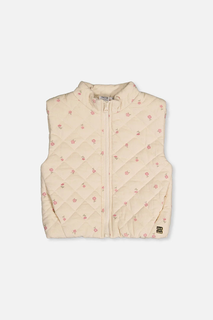 Deux Par Deux Corduroy Puffy Vest - Prairie Flower