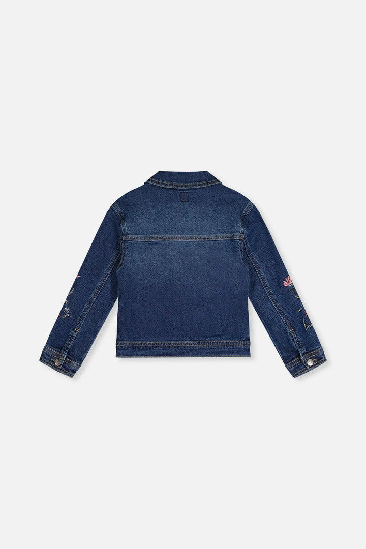 Deux Par Deux Denim Jacket with Flower Embroidery - Light Blue