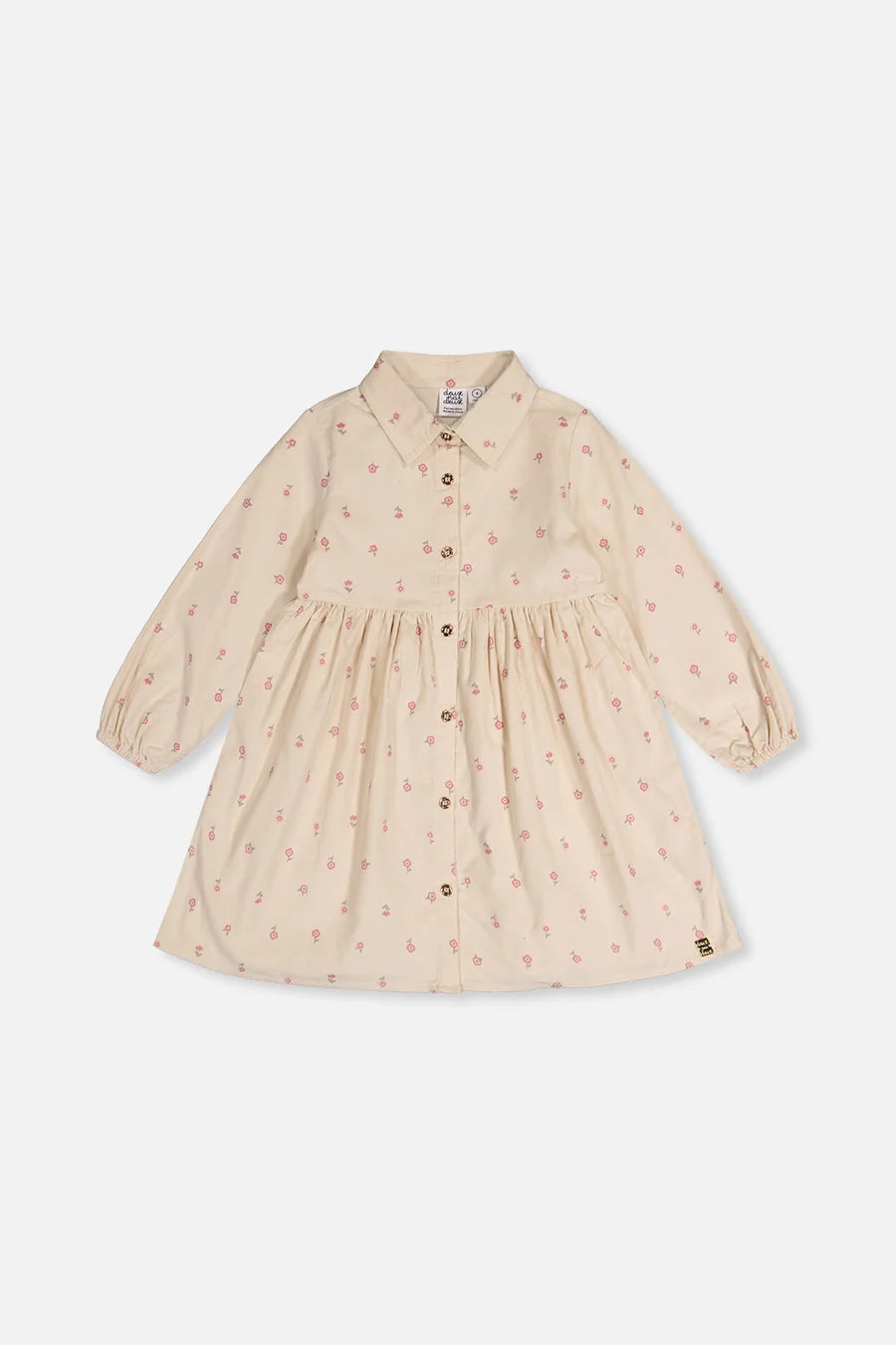 Deux Par Deux Corduroy Shirt Dress - Beige Floral