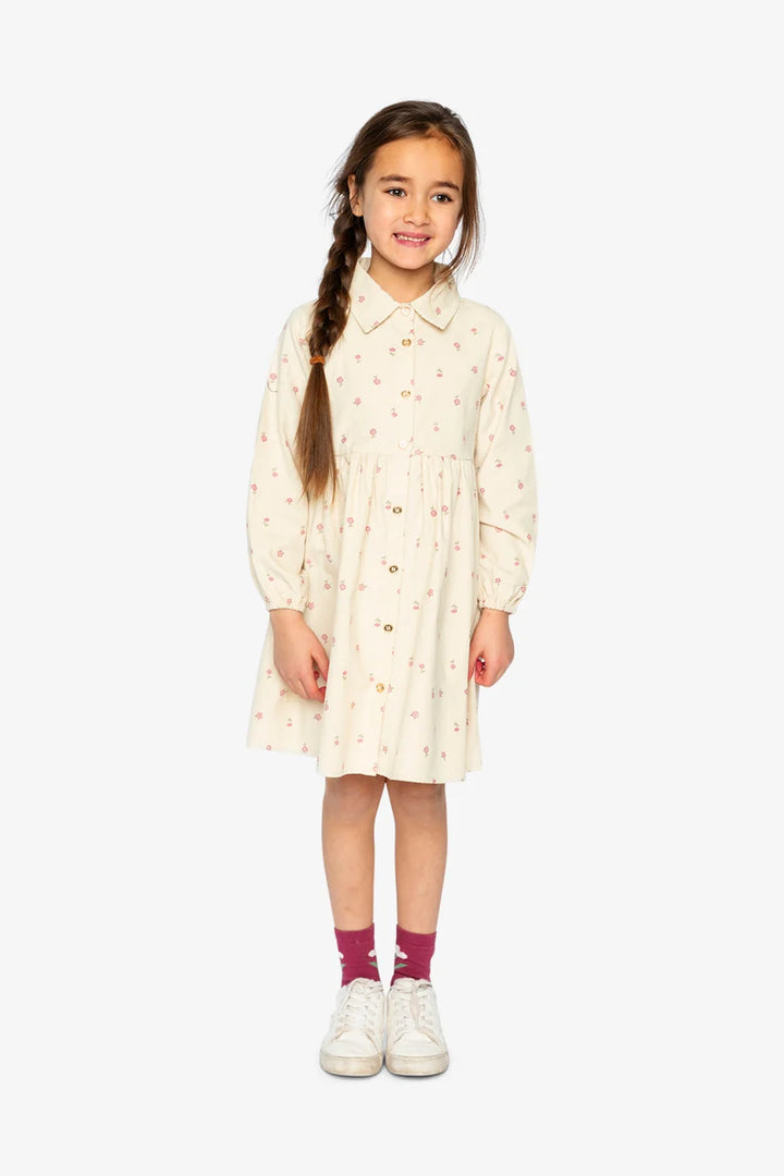 Deux Par Deux Corduroy Shirt Dress - Beige Floral