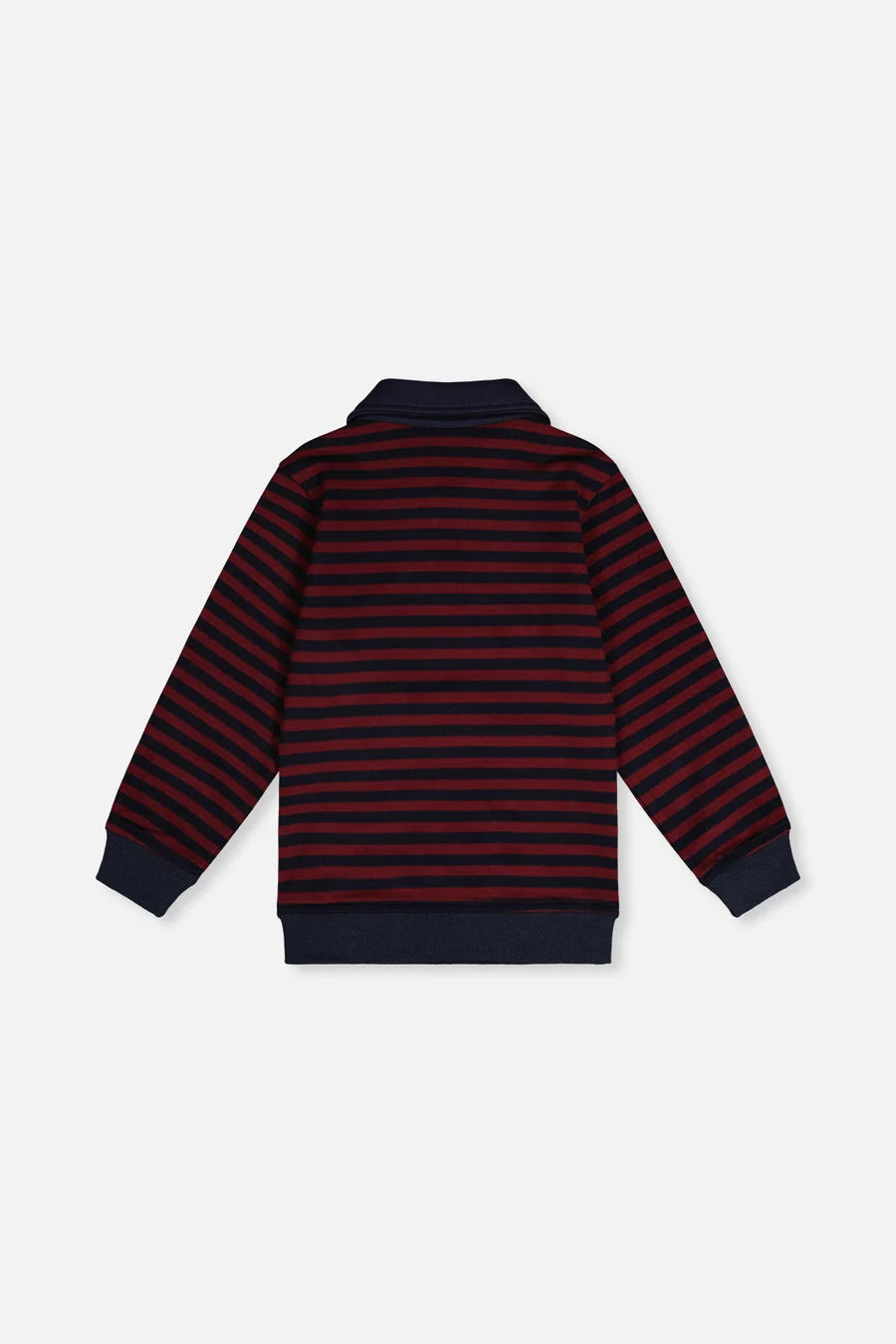 Deux Par Deux Brushed Jersey Top - Navy and Burgandy Stripes