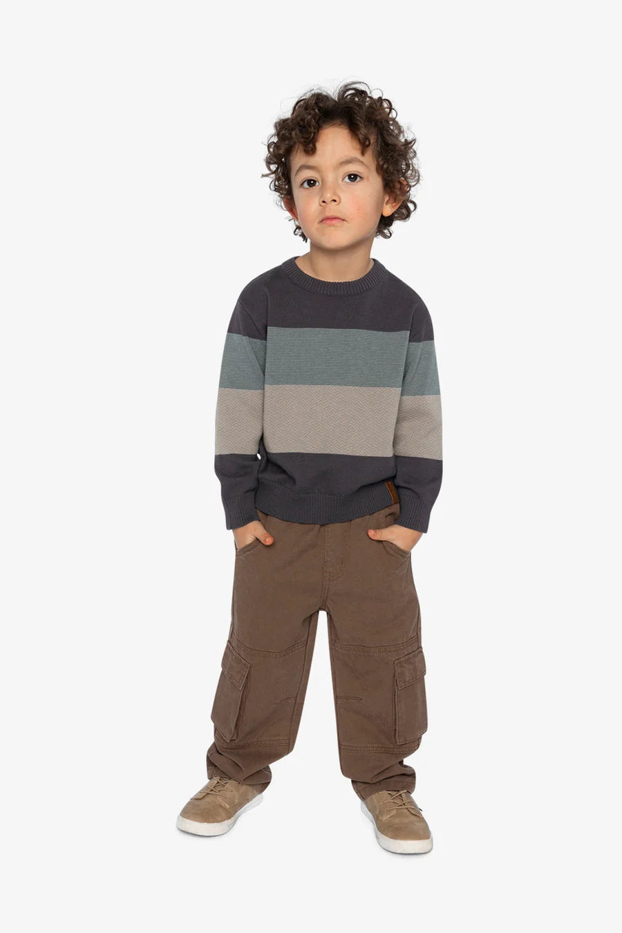 Deux Par Deux Color Block Sweater - Anthracite/Black