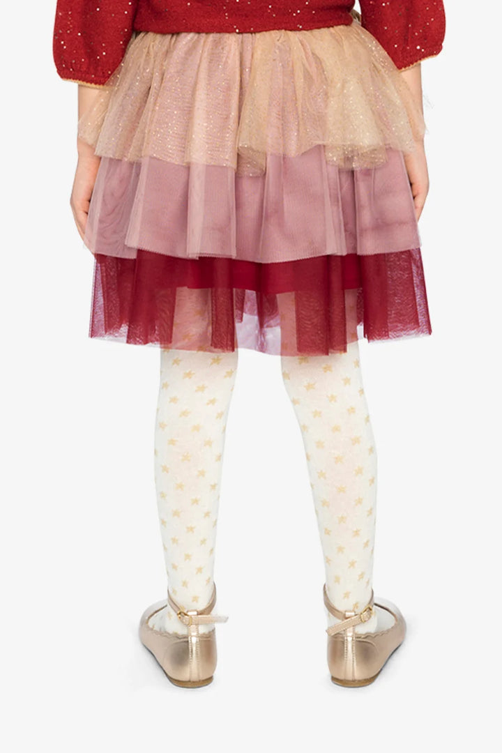 Deux Par Deux Multi-Layer Glittering Mesh Skirt - Multicolor/Jester Red