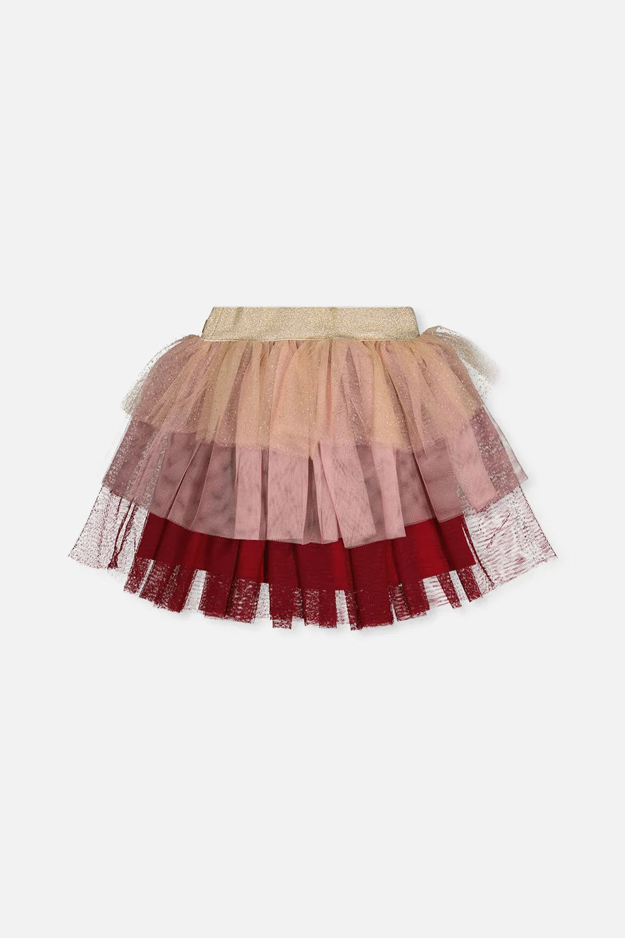 Deux Par Deux Multi-Layer Glittering Mesh Skirt - Multicolor/Jester Red
