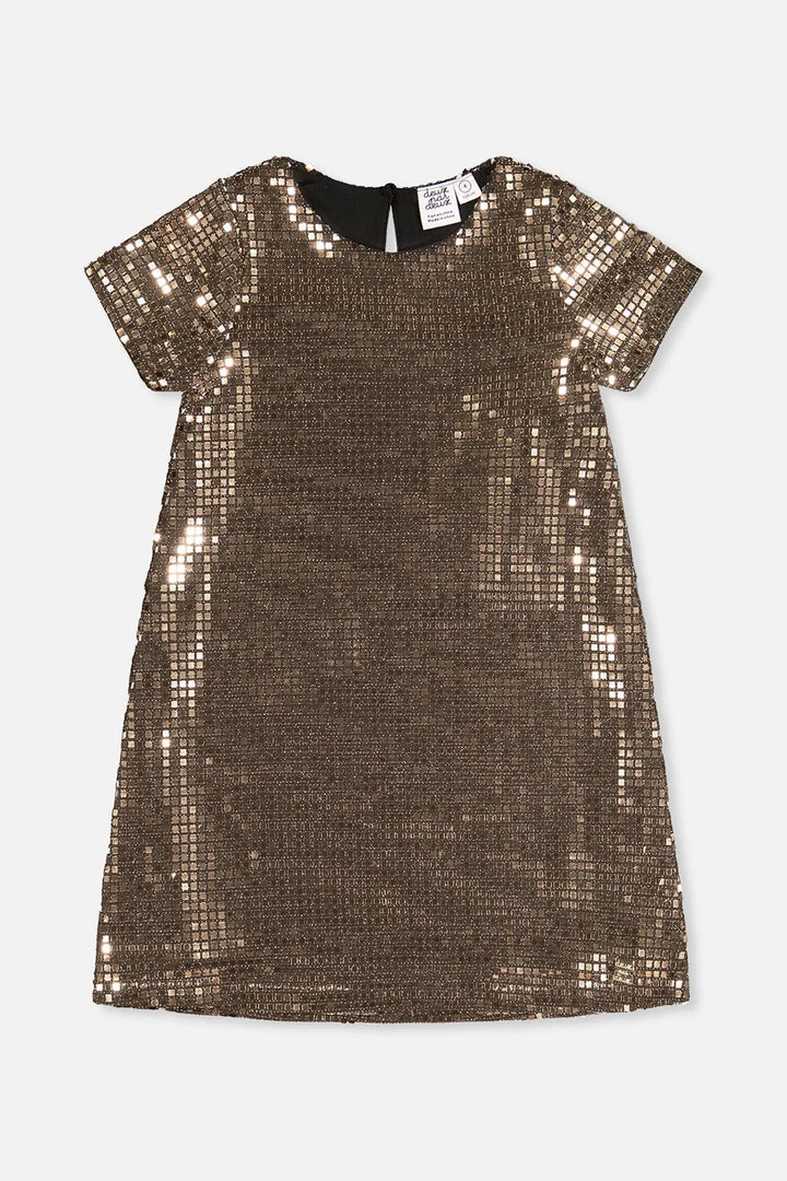Deux Par Deux Short Sleeve A-Line Dress - Nougat/Beige