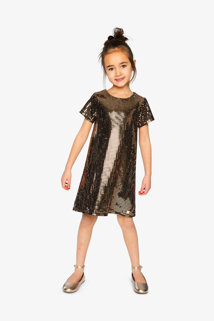 Deux Par Deux Short Sleeve A-Line Dress - Nougat/Beige