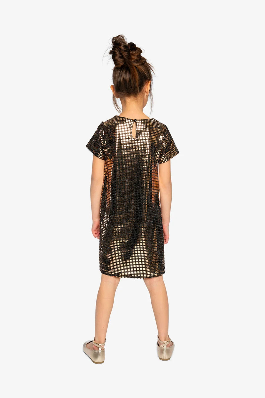 Deux Par Deux Short Sleeve A-Line Dress - Nougat/Beige