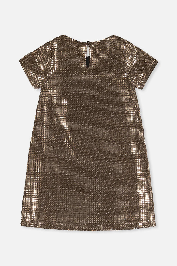 Deux Par Deux Short Sleeve A-Line Dress - Nougat/Beige