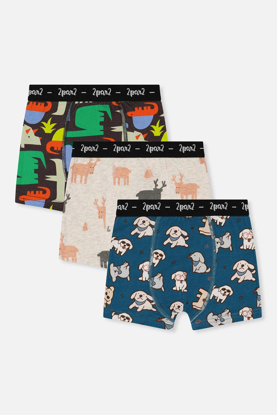 Deux Par Deux Pack of 3 Boxers - Printed Animals