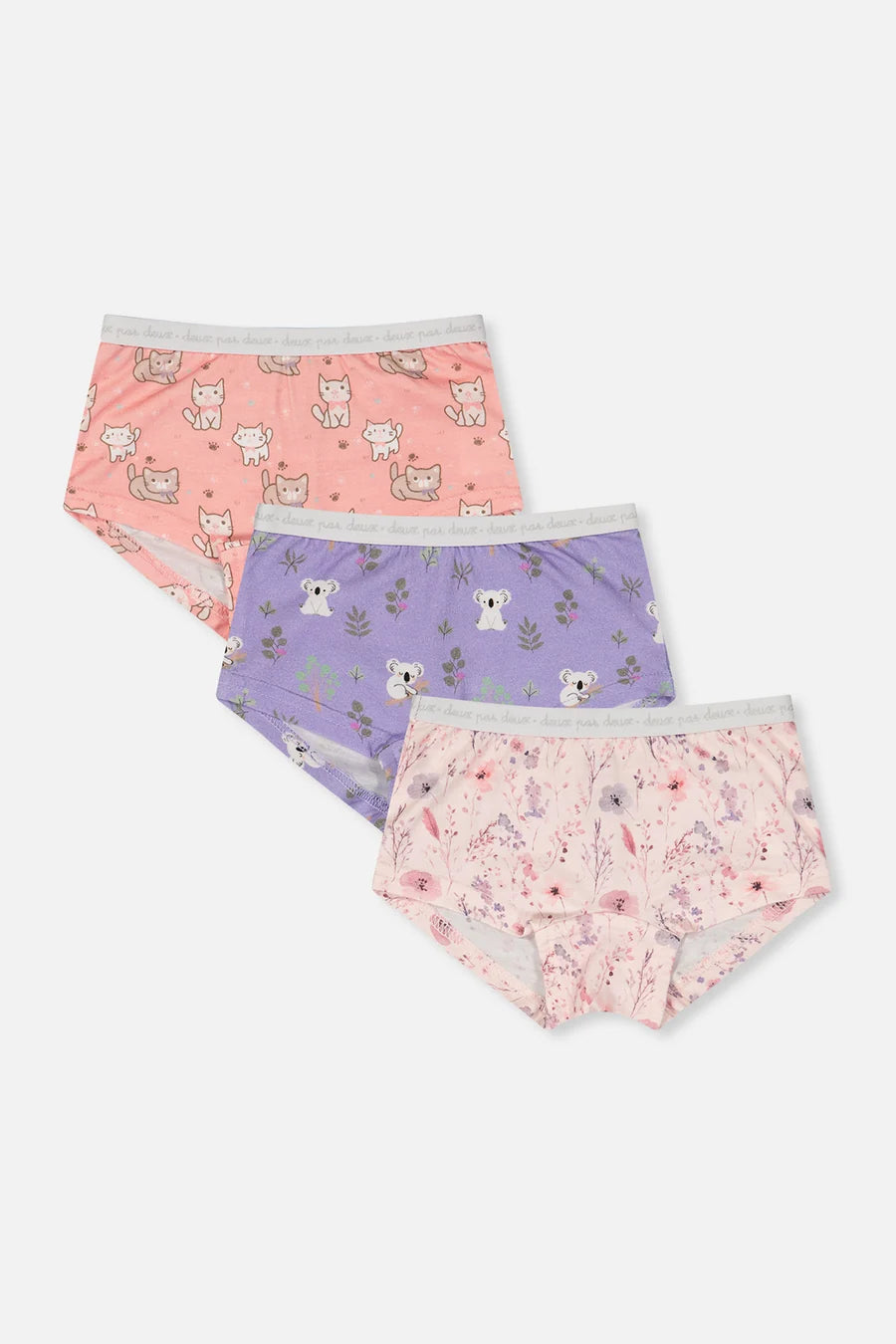 Deux Par Deux 3 Pack Boyshort Panties - Pink Floral