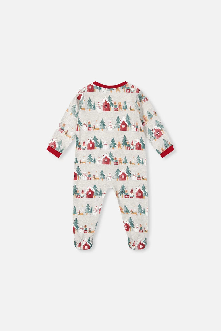 Deux Par Deux Organic Cotton One Piece Footed Pajama - Printed Christmas
