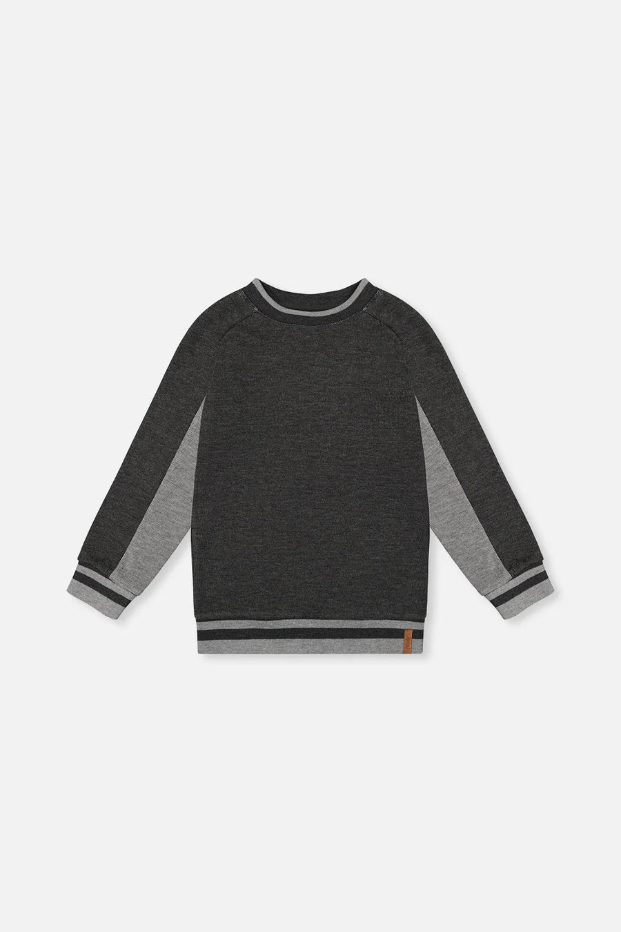 Deux Par Deux Soft Back Rib Sweater - Charcoal Mix
