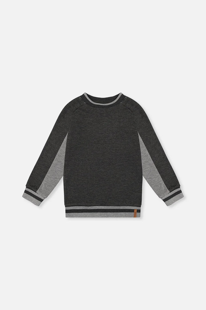 Deux Par Deux Soft Back Rib Sweater - Charcoal Mix