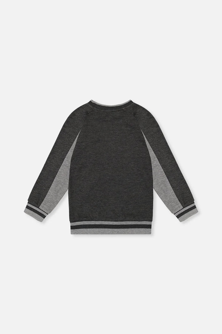 Deux Par Deux Soft Back Rib Sweater - Charcoal Mix