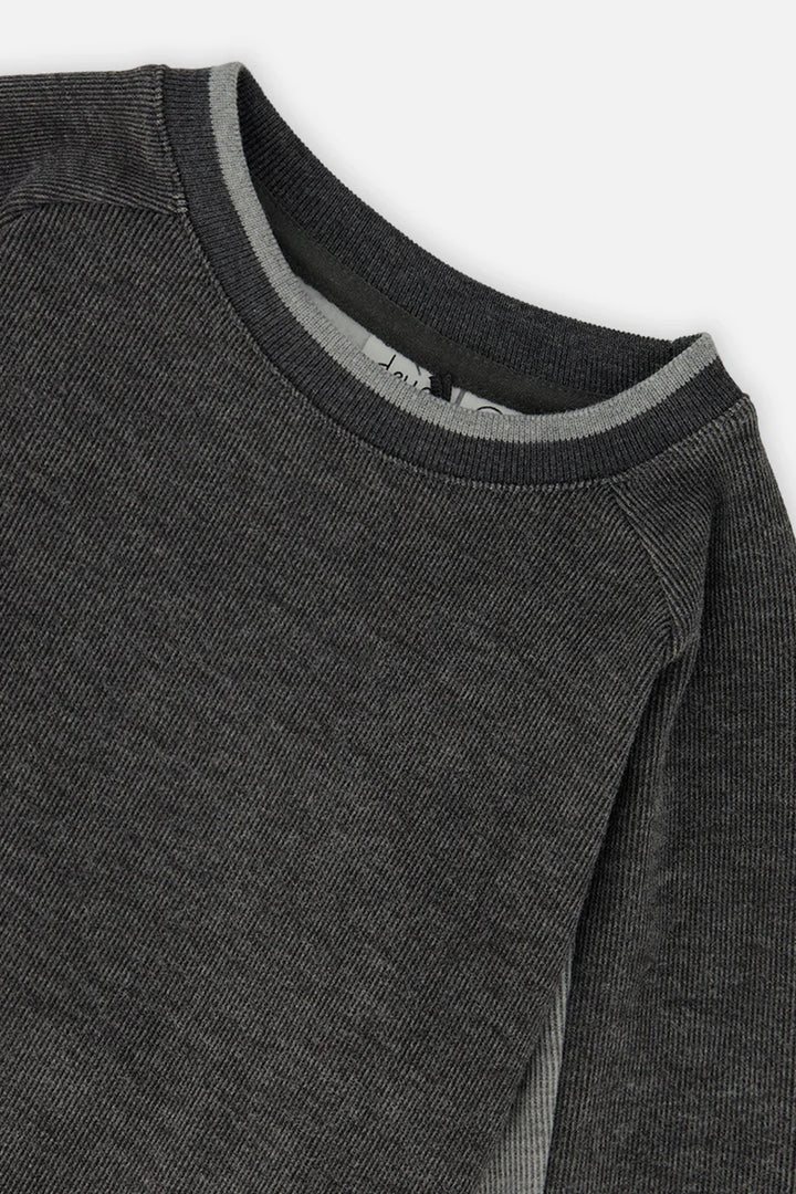 Deux Par Deux Soft Back Rib Sweater - Charcoal Mix
