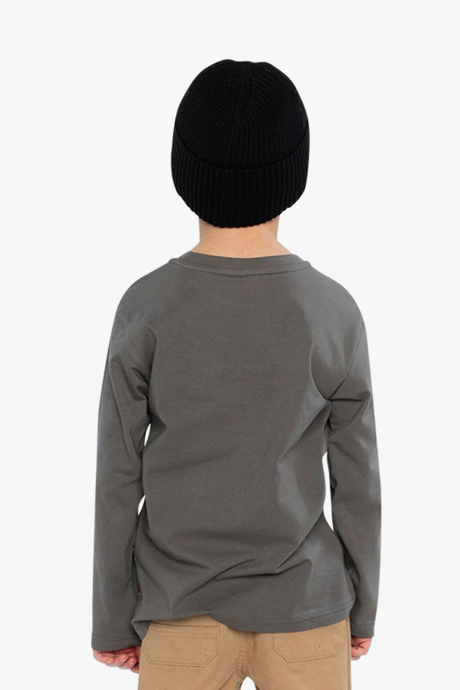 Deux Par Deux Long Sleeve Organic Cotton T-Shirt Dark Grey