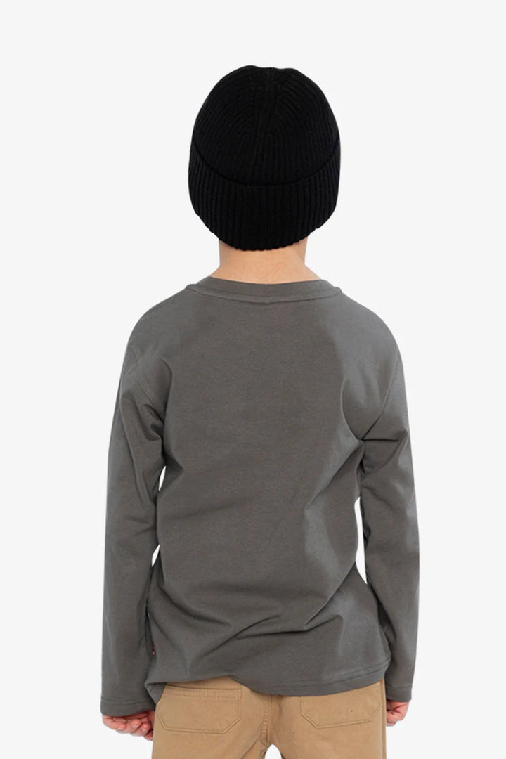 Deux Par Deux Long Sleeve Organic Cotton T-Shirt Dark Grey
