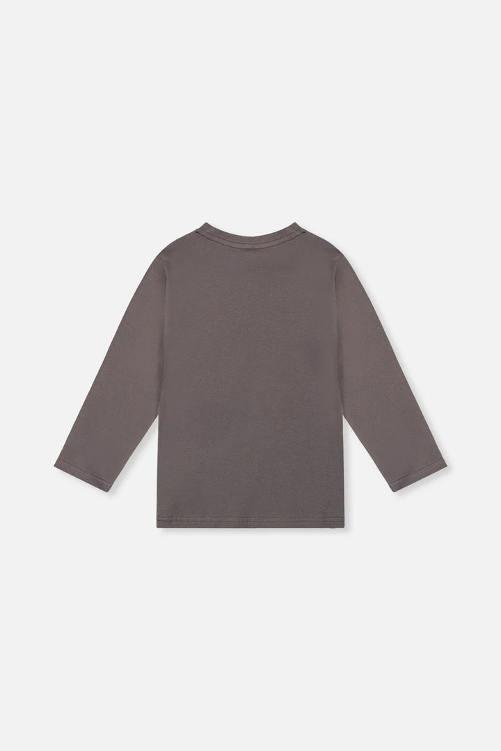 Deux Par Deux Long Sleeve Organic Cotton T-Shirt Dark Grey