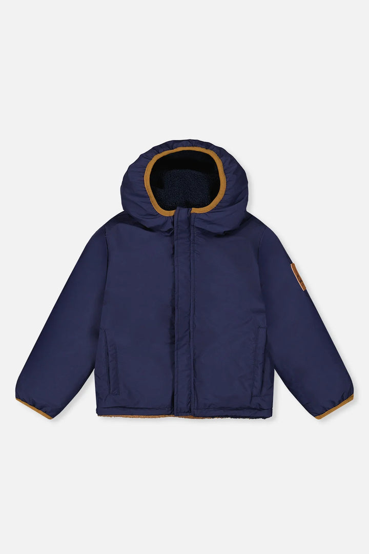 Deux Par Deux Reversible Mid-Season Jacket - Blue/Beige