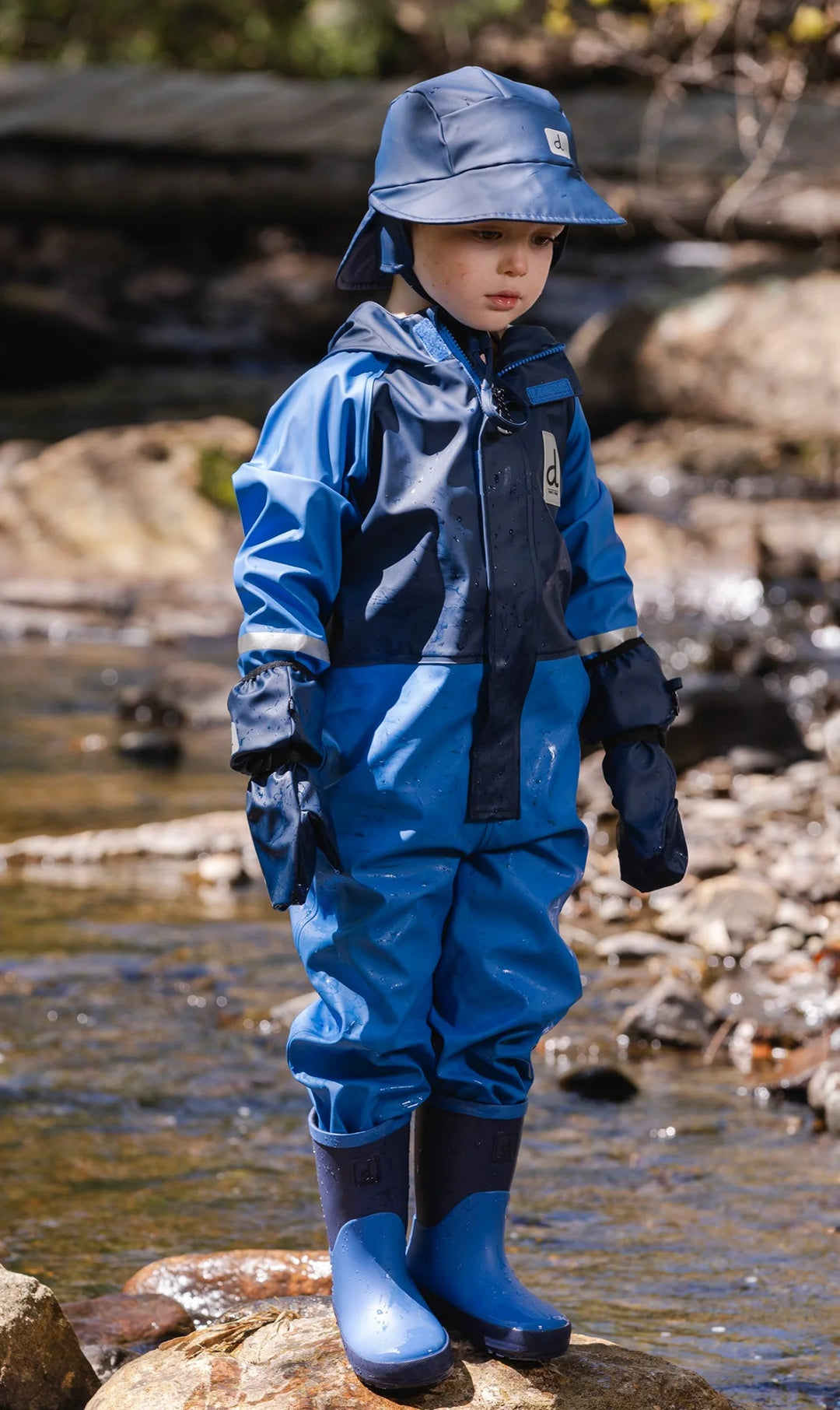 Deux Par Deux Toddler Rain Suit - Blue
