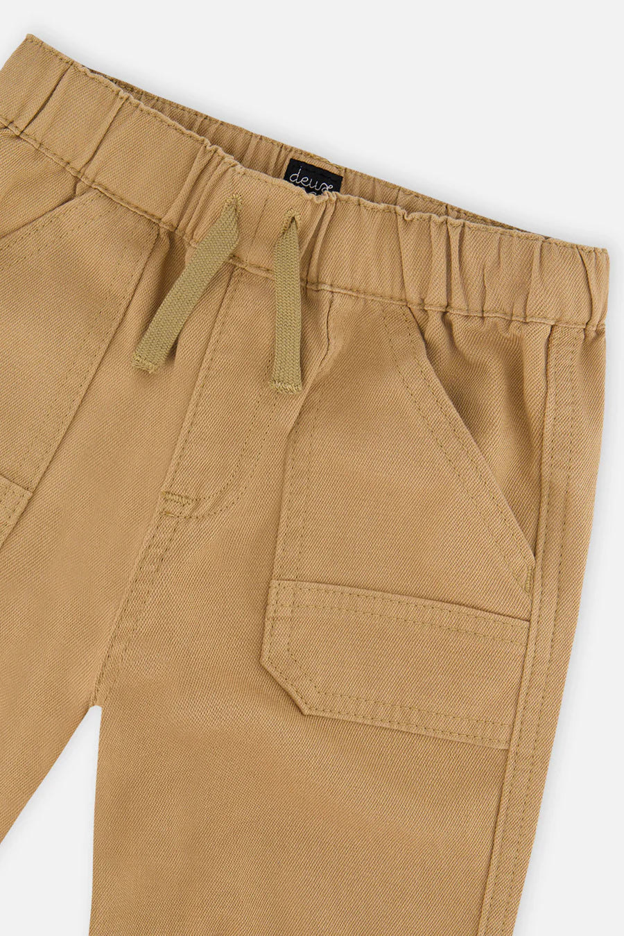 Deux Par Deux Stretch Canvas Jogger Pants with Patch - Tan