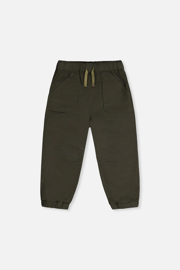 Deux Par Deux Stretch Canvas Jogger Pants with Patch - Beetle