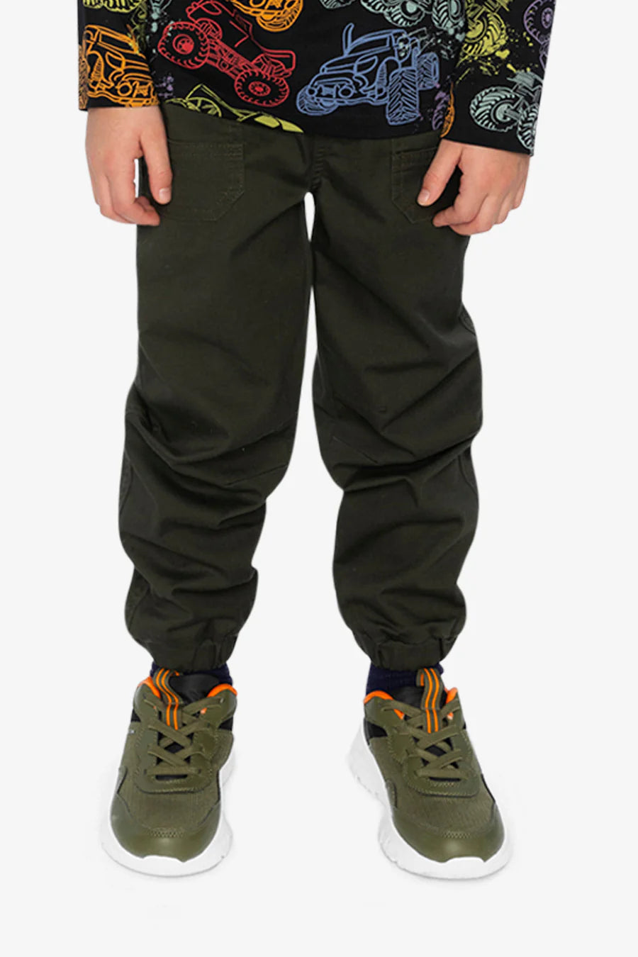 Deux Par Deux Stretch Canvas Jogger Pants with Patch - Beetle