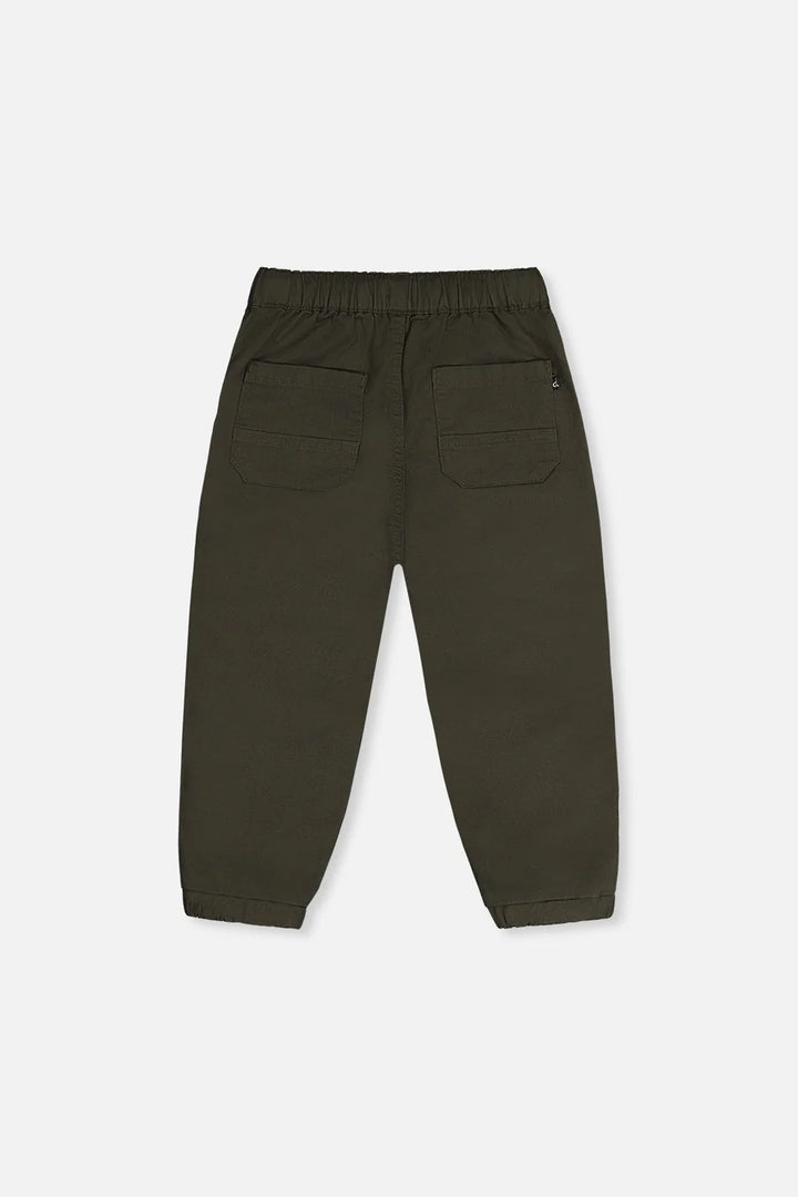 Deux Par Deux Stretch Canvas Jogger Pants with Patch - Beetle