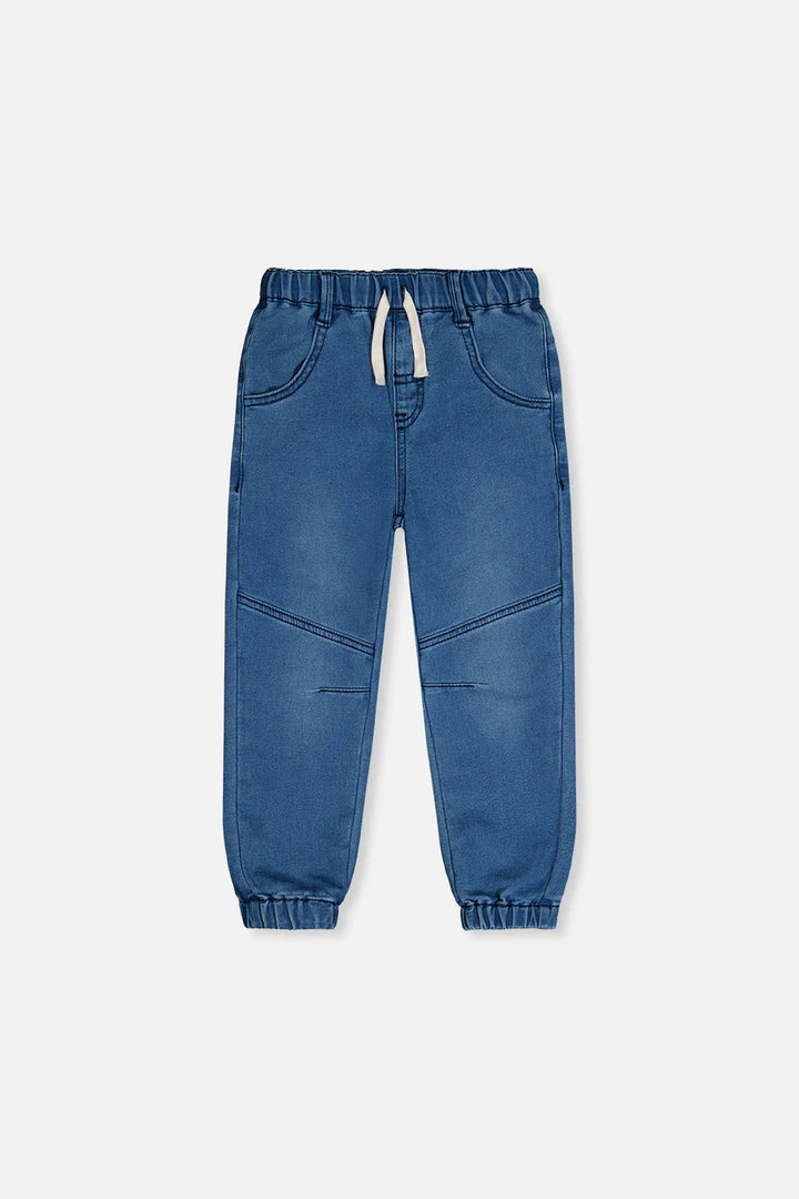 Deux Par Deux French Terry Denim Jogger Pants - Light Blue Denim