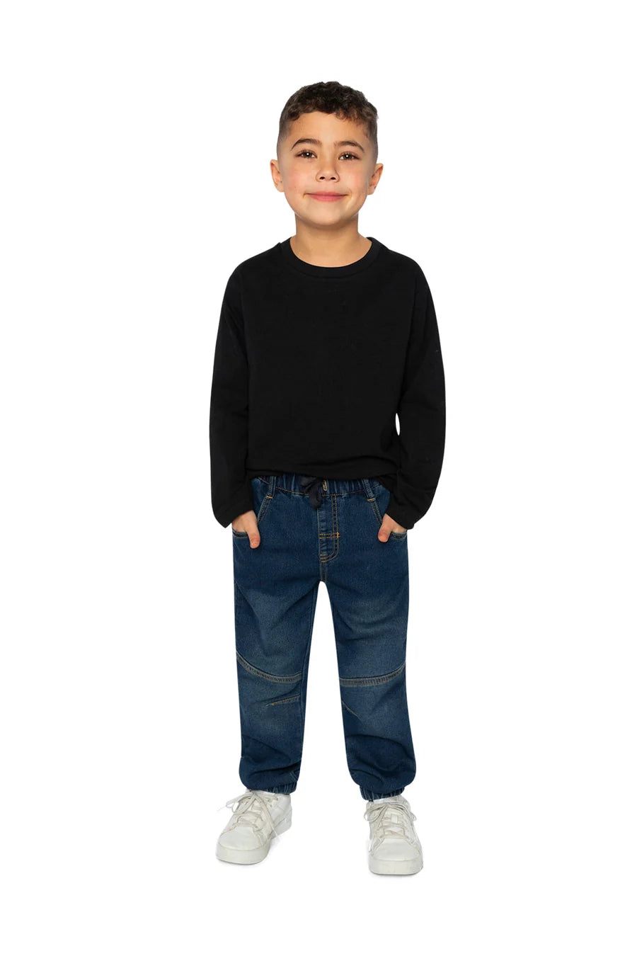 Deux Par Deux Organic Cotton Long Sleeve T-Shirt - Black