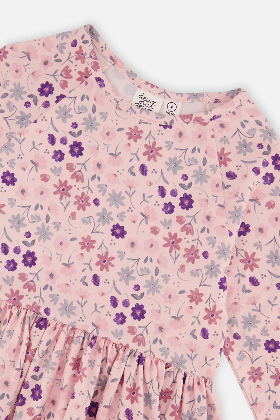 Deux Par Deux Long Sleeve Dress - Rose Printed Daisies
