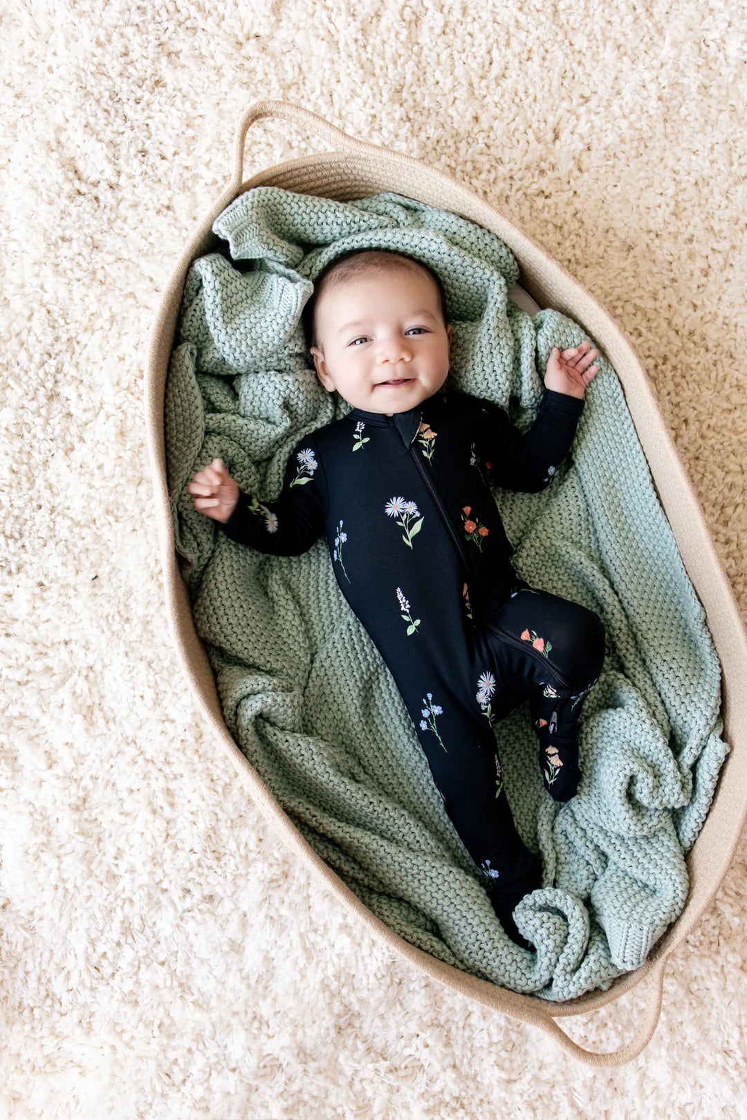 Kyte Baby Zippered Footie - Midnight Wildflower